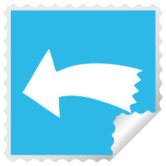 quirky square peeling sticker cartoon arrow
