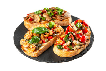 Assortment of traditional Italian bruschettas