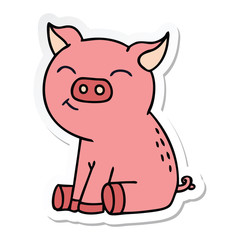 sticker of a quirky hand drawn cartoon pig