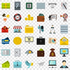 Presentation icons set. Flat style of 36 presentation vector icons for web for any design