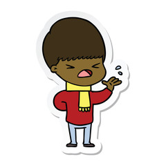 sticker of a cartoon stressed man