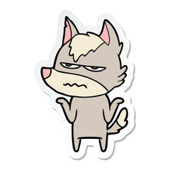 sticker of a cartoon annoyed wolf