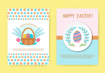 Fototapeta premium Happy Easter greeting cards.