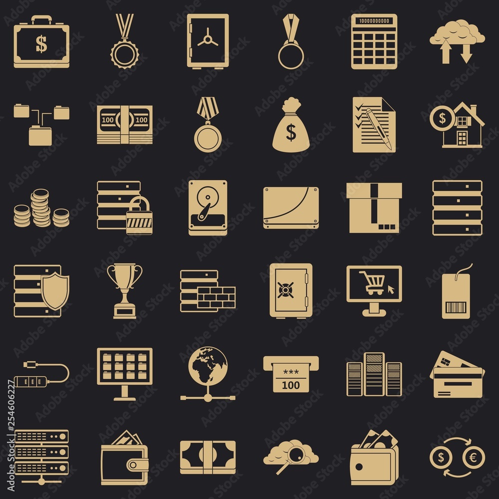 Poster business icons set. simple style of 36 business vector icons for web for any design