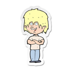 sticker of a cartoon happy man