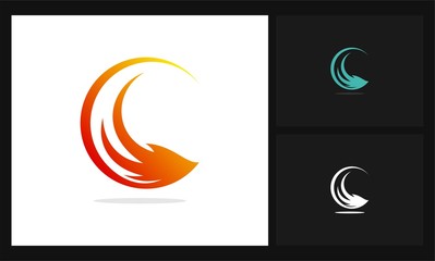 letter c line swirl icon logo