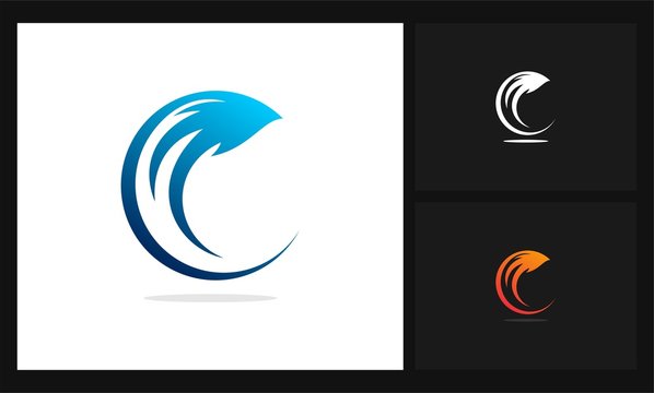 letter c line swirl logo