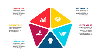 Vector pentagon infographic with 5 options for presentation