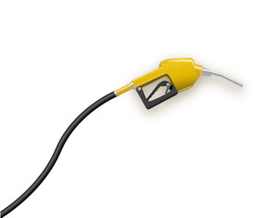 Fueling gasoline or diesel vector web banner. Fuel nozzle on hose of gas, ethanol or biodiesel, line art illustration. Filling stations network, petroleum company landing page