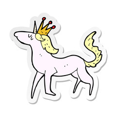 sticker of a cartoon unicorn