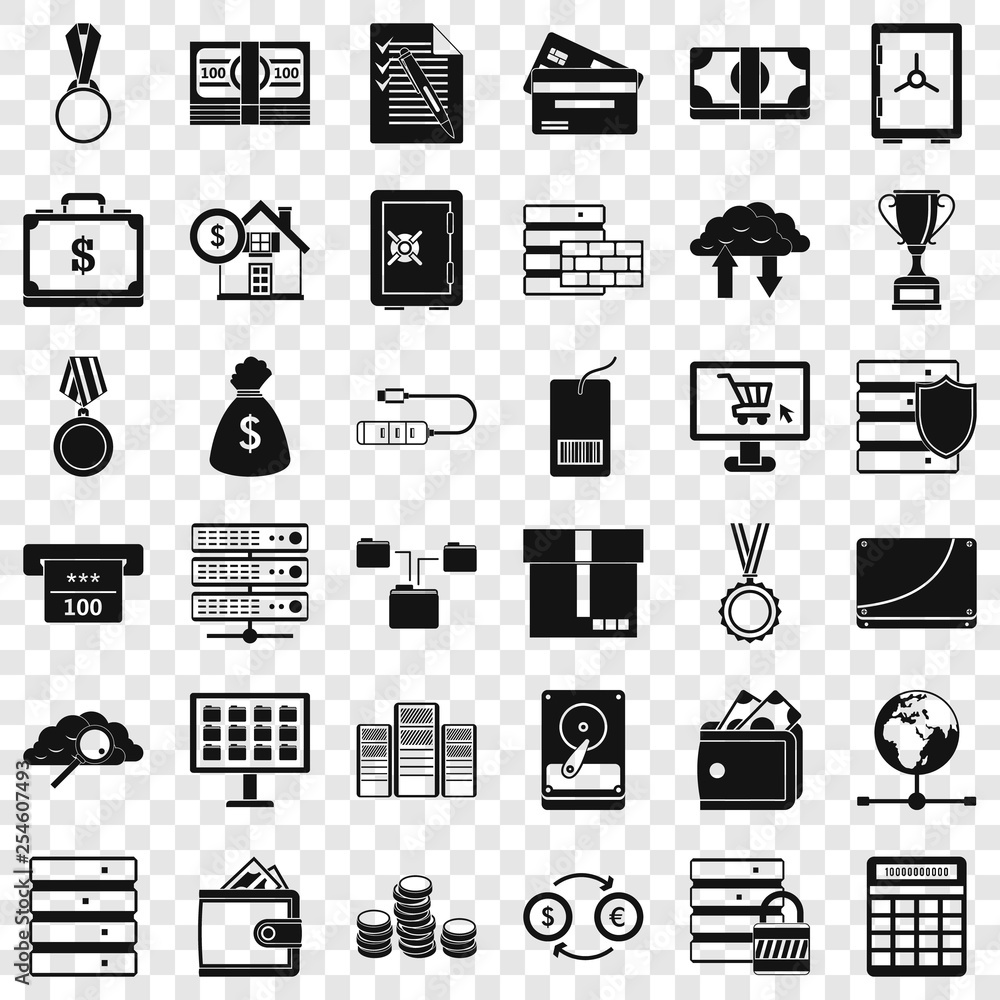 Aufkleber business icons set. simple style of 36 business vector icons for web for any design