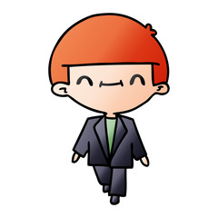 gradient cartoon of cute kawaii boy in suit
