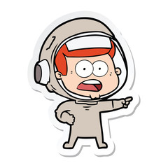 sticker of a cartoon surprised astronaut