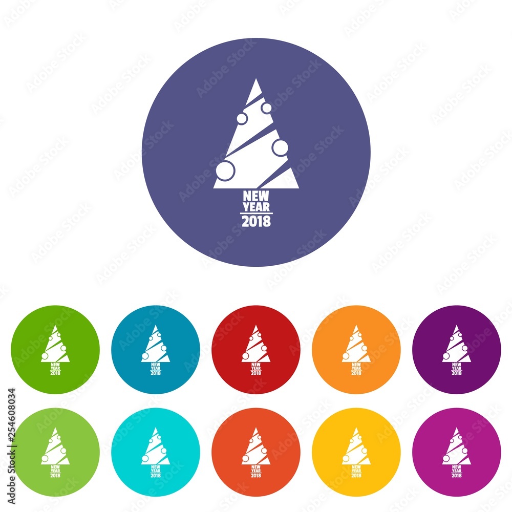 Wall mural modern christmas tree icons color set vector for any web design on white background