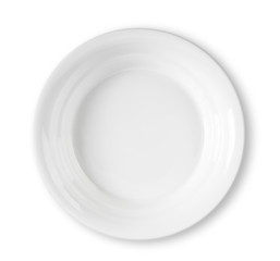 Empty white plate on white background