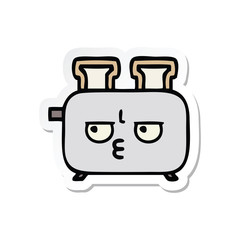 sticker of a cute cartoon of a toaster