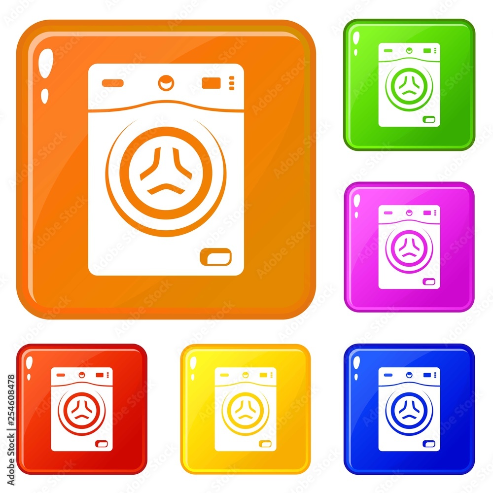 Poster washer icons set collection vector 6 color isolated on white background