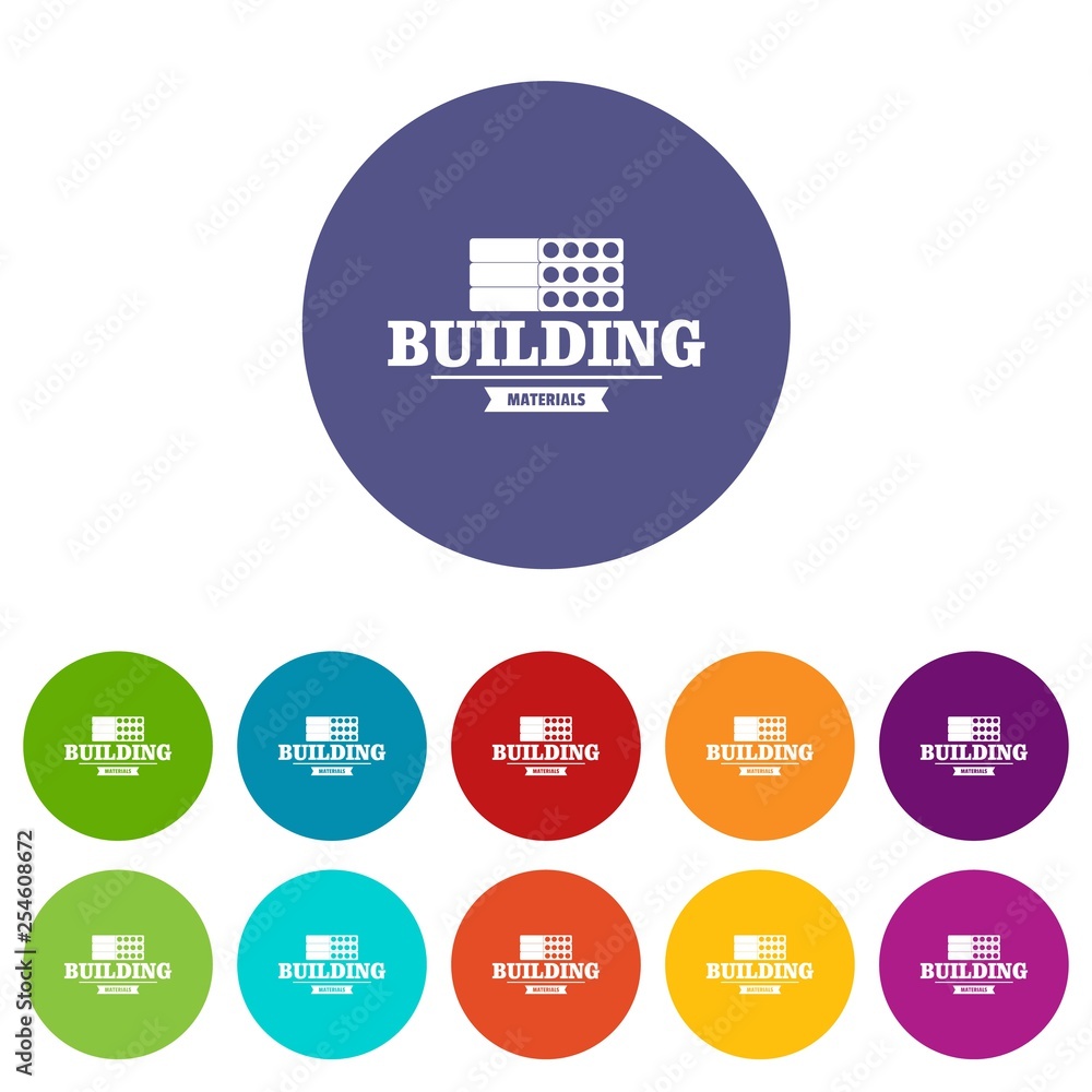 Poster construction emblem icons color set vector for any web design on white background