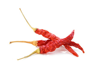 Dried chillies dry on white background