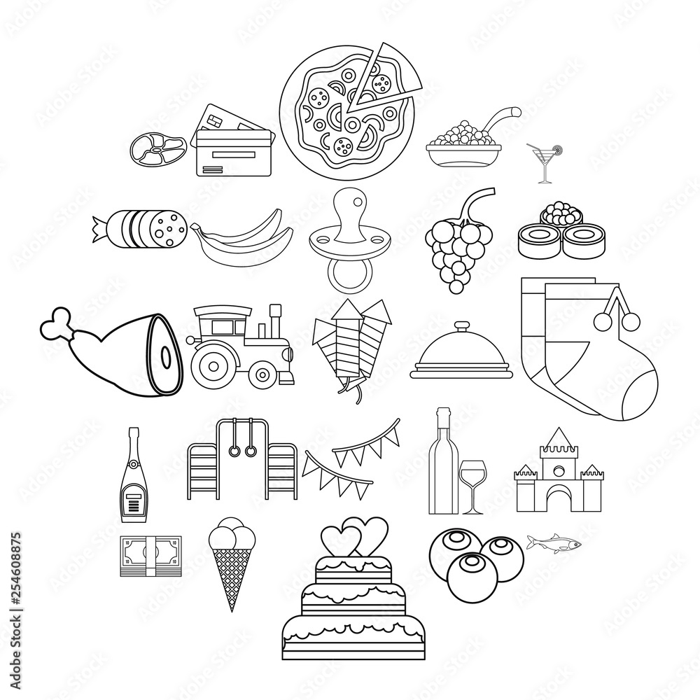 Poster ice cream icons set. outline set of 25 ice cream vector icons for web isolated on white background