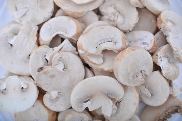 mushrooms on wooden background