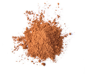 Cocoa powder on white background