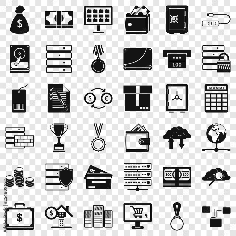 Poster business diagram icons set. simple style of 36 business diagram vector icons for web for any design