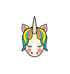 Vector illustration of cute unicorn face