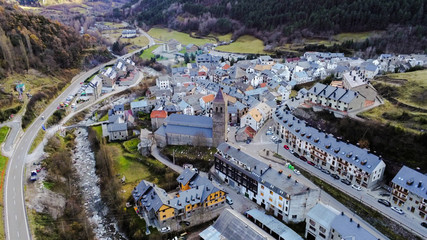 Huesca. Aerial view in Bielsa. Spain. Drone Photo