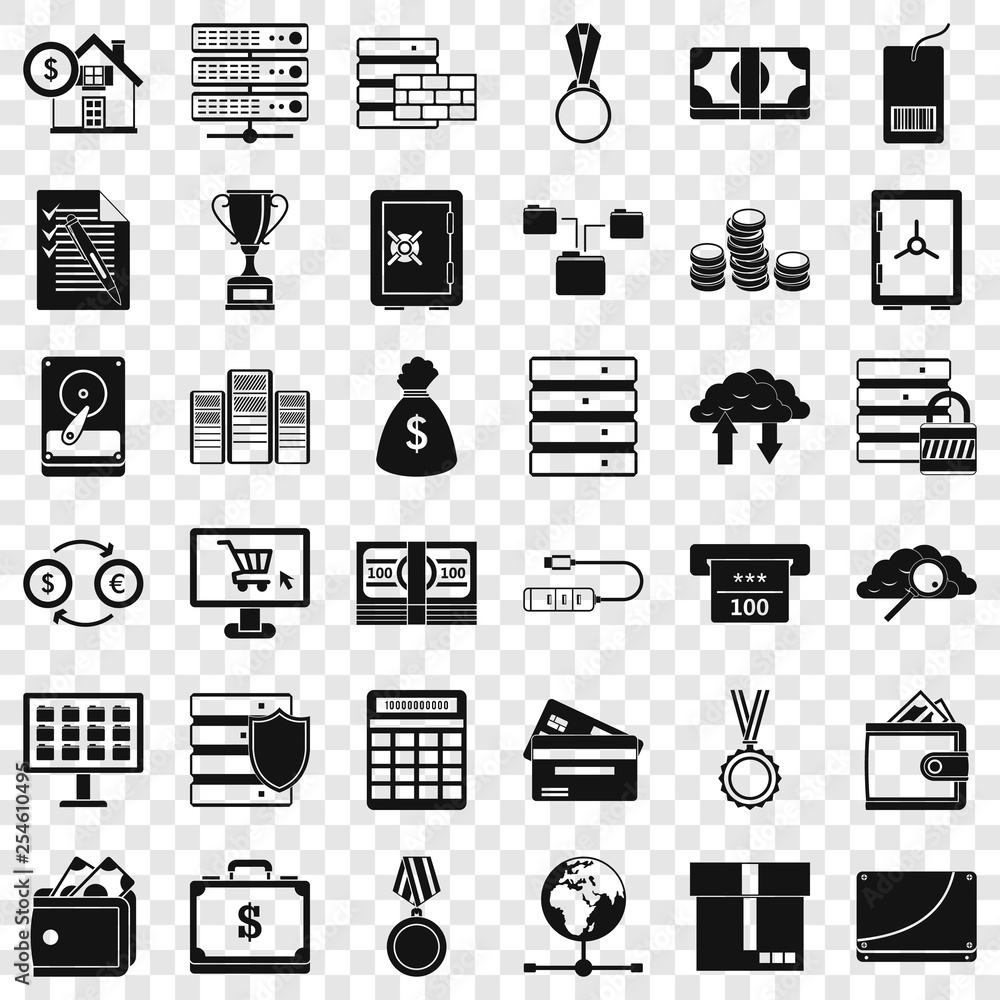 Poster business target icons set. simple style of 36 business target vector icons for web for any design