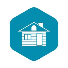 Wooden log house icon in simple style isolated on white background