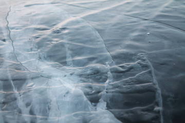 cracked ice on the lake