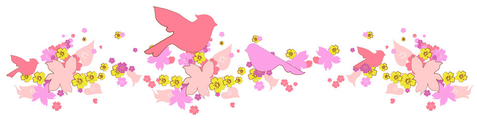 beautiful bird,pink  silhouette, on a white