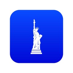 Statue of liberty icon digital blue for any design isolated on white vector illustration