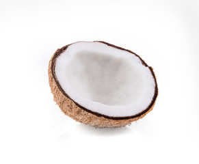 Coconut on the white background