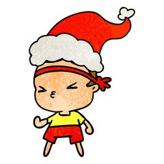christmas textured cartoon of kawaii boy