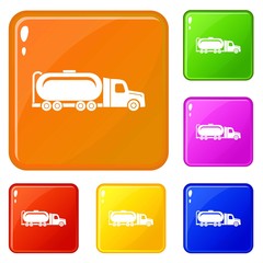 Truck oil icons set collection vector 6 color isolated on white background