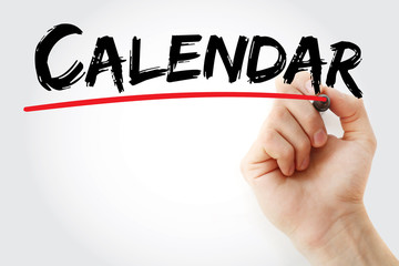 Calendar text with marker, concept background