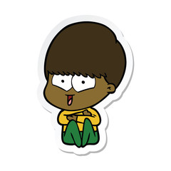 sticker of a cartoon happy boy