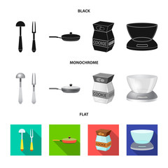 Vector design of kitchen and cook sign. Set of kitchen and appliance vector icon for stock.