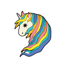 Vector illustration of cute unicorn face on WHITE background