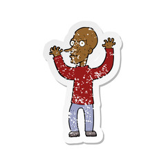 retro distressed sticker of a cartoon mean man