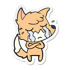 sticker of a crying fox cartoon