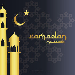 islamic design concept. Ramadan Kareem or Eid Mubarak invitation Banner or Card Background greeting. abstract mandala with arabic pattern, mosque ornament and lantern element. Vector illustration