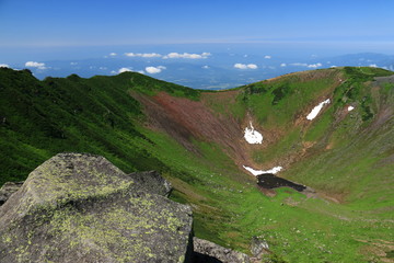 羊蹄山山頂　噴火口と外壁