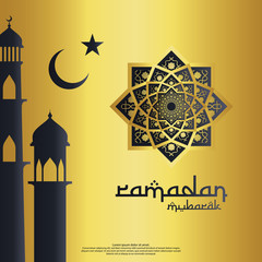 islamic design concept. Ramadan Kareem or Eid Mubarak invitation Banner or Card Background greeting. abstract mandala with arabic pattern, mosque ornament and lantern element. Vector illustration