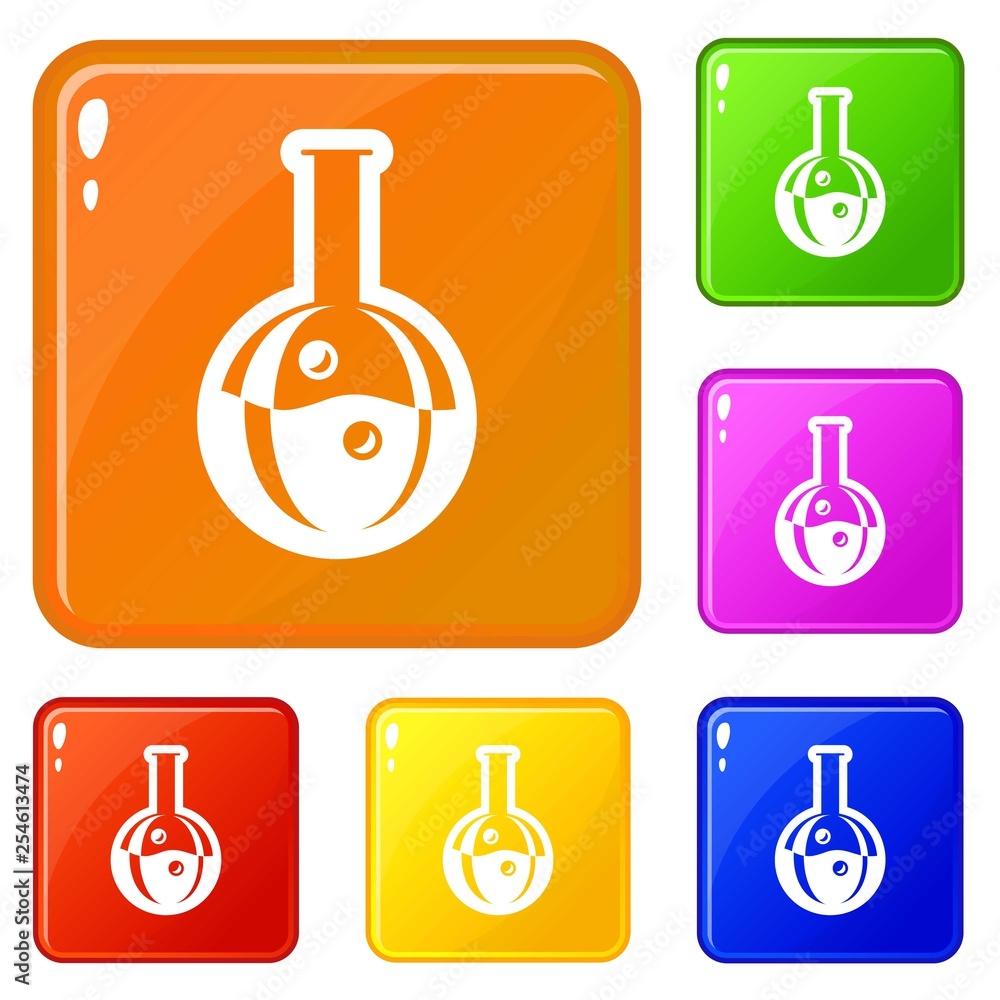 Poster flask icons set collection vector 6 color isolated on white background