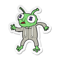 sticker of a cartoon alien spaceman