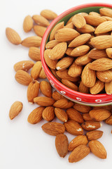 Almond at white background	