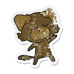 distressed sticker of a cute cartoon dog